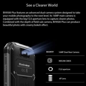 Điện thoại chắc chắn Blackview BV9500 Plus, 4GB + 64GB. IP68 / IP69K Chống bụi chống nước, Camera kép mặt sau, Pin 10000mAh, Nhận dạng khuôn mặt & Nhận dạng vân tay, Android 9.0 MTK Helio P70 Octa Core lên đến 2.1GHz, NFC, Sạc không dây, Mạng: 4G