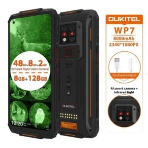 Điện thoại chắc chắn Oukitel WP7 6.53 inch Octa Core MT6779 2.2 GHZ 48 + 8 + 2MP Máy ảnh 8 + 128G Pin 8000mAh
