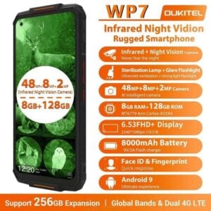 Điện thoại chắc chắn Oukitel WP7 6.53 inch Octa Core MT6779 2.2 GHZ 48 + 8 + 2MP Máy ảnh 8 + 128G Pin 8000mAh