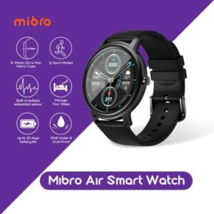 Đồng hồ thông minh màn hình cảm ứng màu TFT Mibro Air 1,3 inch, chống nước IP68 với dây đeo bằng silicon, hỗ trợ 12 chế độ thể thao / Theo dõi nhịp tim / Theo dõi giấc ngủ