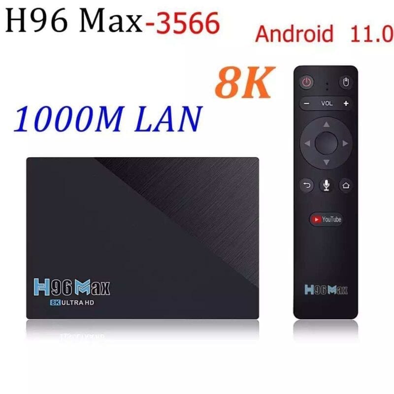 H96 MAX Android 11.0 TV BOX RK3566 4 Nhân 64 Bit 8GB 64GB/4GB 32GB LAN 1000M 2.4G/5G Wifi Kép BT4.0 4K HD Đa Phương Tiện