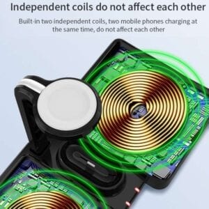 Bộ sạc không dây K04 chuẩn Qi 4 trong 1 10W cho điện thoại di động & iWatch & AirPods (Trắng) 24 K04 2 1