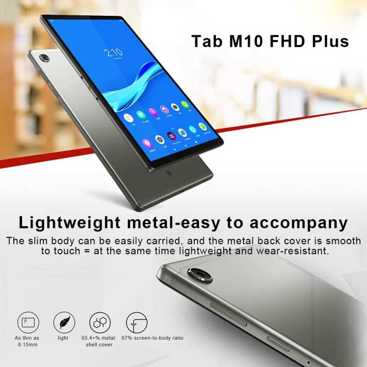 Lenovo Tab M10 Plus TB-X606F, 10,3 inch, 4GB + 64GB Android 9 Pie MediaTek P22T Octa-core lên đến 2.3GHz, hỗ trợ WiFi băng tần kép & thẻ BT & Micro SD
