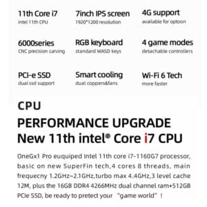 Máy tính xách tay mini OneGx1 Pro PC, 7,0 inch, 16GB + 512GB có Gamepad 52 OneGx1 Pro PC 22