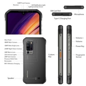 Điện thoại Ulefone Armor 11 5G, 8GB + 256GB Máy ảnh mặt sau Penta, Chống va đập, chống bụi chống nước IP68 / IP69K, Face ID & Nhận dạng vân tay, Pin 5200mAh, 6,1 inch Android 10.0 MTK Mật độ 800 Octa lên đến 2.0GHz 38 Ulefone Armor 11 5G 7