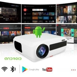 WZATCO C3 Mới LED Máy Chiếu Android 10.0 WIFI 1080P 300 Inch Màn Hình Lớn Proyector 3D Rạp Hát Tại Nhà video Thông Minh Máy Cân Bằng Laser 1
