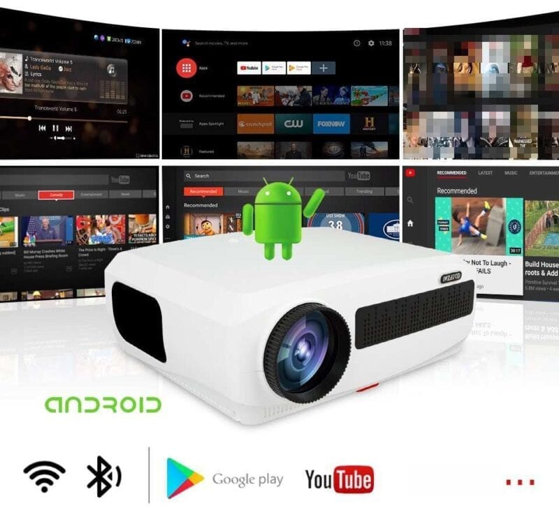 WZATCO C3 Mới LED Máy Chiếu Android 10.0 WIFI 1080P 300 Inch Màn Hình Lớn Proyector 3D Rạp Hát Tại Nhà video Thông Minh Máy Cân Bằng Laser 1