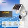 ESCAM QF609 1080P Máy ảnh không dây đèn pha 1000LM chạy bằng năng lượng mặt trời với bảng điều khiển năng lượng mặt trời và pin sạc 12000mAh, hỗ trợ cảm biến PIR & tầm nhìn ban đêm & âm thanh hai chiều & thẻ TF