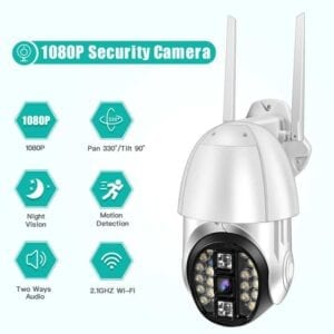 Camera QX33 1080P Camera WIFI xoay 360 độ toàn cảnh PTZ, hỗ trợ Ngày và đêm Đủ màu & Liên lạc thoại hai chiều & Báo động phát hiện chuyển động & Phát lại Video & Thẻ TF 64GB , EU Plug 21 QX33 6