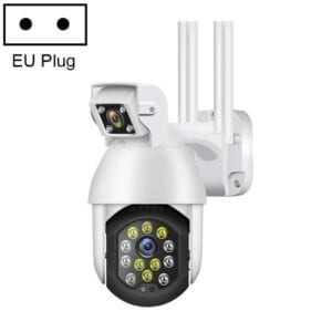 QX41 1080P 2.0MP Ống kính kép IP66 Camera PTZ WIFI chống nước toàn cảnh, hỗ trợ Ngày và đêm Đủ màu & Liên lạc thoại hai chiều & Báo thức thông minh & Phát lại Video & Thẻ TF 128GB, Đầu cắm EU