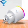 15A WiFi EU Plug Power Adapter Thống kê điện APP Bộ hẹn giờ điều khiển từ xa Ổ cắm thông minh, với Alexa & Google Home & RGB Colors LED Light, AC 100-250V