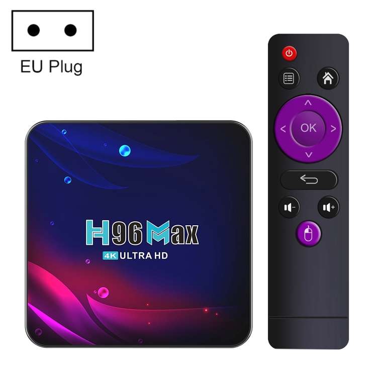 H96 Max V11 4K Smart TV BOX Android 11.0 Media Player với Điều khiển từ xa, RK3318 Quad-Core 64bit Cortex-A53, RAM: 2GB, ROM: 16GB, Hỗ trợ WiFi băng tần kép