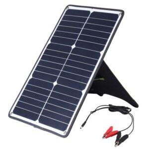 Bộ sạc bảng điều khiển năng lượng mặt trời silicon đơn tinh thể 20W di động HAWEEL, với Cổng USB & Giá đỡ & Kẹp Tiger, Hỗ trợ QC3.0 và AFC