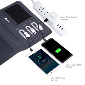 Bộ sạc pin mặt trời có thể gập lại HAWEEL 28W với pin 8000mAh với cổng USB kép tối đa 5V 3.5A 23 HAWEEL 28W 4