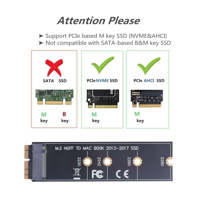 M.2 PCIE NVME SSD cho Mac Book Air Pro 2013-2017 Bảng điều khiển ổ cứng SSD cho A1465 A1466 A1398 A1502