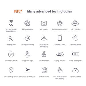Máy bay RC WLRC KK7 Pro GPS Định vị luồng quang học có thể gập lại RC Drone Quadcopter RTF với Túi lưu trữ & WiFi & FPV, Đặc điểm kỹ thuật: Máy ảnh kép 5G 6K 48 WLRC KK7 Pro 19