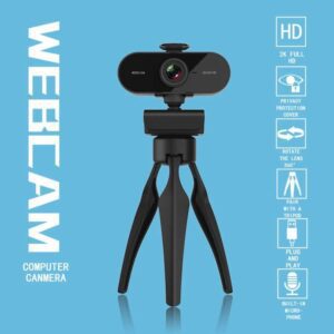 B1 4 triệu điểm ảnh Độ phân giải 2K HD 1080P Quay 360 độ Webcam với Mic và chân máy