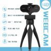 B1 4 triệu điểm ảnh Độ phân giải 2K HD 1080P Quay 360 độ Webcam với Mic và chân máy