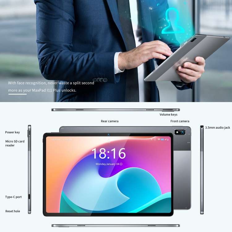 Máy tính bảng BMAX MaxPad i11 Plus, 10,36 inch, 8GB+128GB Hệ điều