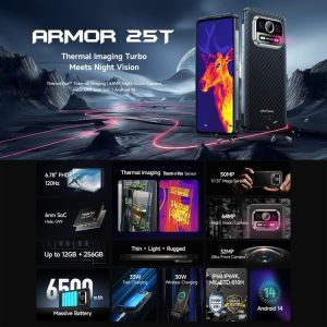 Điện thoại Ulefone Armor 25T, 6GB+256GB, 6500mAh cảm biến nhiệt Chụp ảnh nhiệt, 6,78 inch Android 14 MediaTek Helio G99 Octa Core, Mạng: 4G, NFC, OTG 20 Ulefone Armor 25T 11