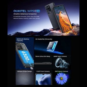 Oukitel WP50 5G chống nước chống va đập, 4GB+256GB, 6500mAh, 6.6 inch Android 14.0 MediaTek Dimensity 6100+ Octa-core, NFC, OTG 36 Oukitel WP50 17