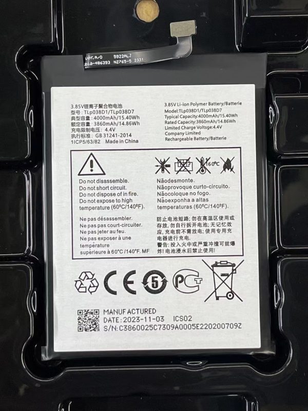 Pin TCL 10L T770H/B T1 lite Plex T780H TLp038D7 TLP038D1