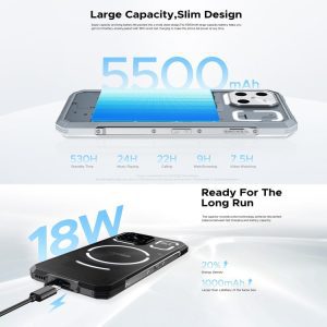 Điện thoại DOOGEE Blade GT 5G, 12GB+256GB (thêm 20GB Ram ảo), 5500mAh 6.72 inch Android 14 Dimensity 7050 Octa Core, OTG, NFC, Hiệu ứng đèn LED 52 DOOGEE Blade GT 18