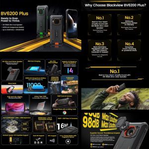 Blackview BV6200 Plus, 11000mAh, 8GB+256GB, IP68/IP69K/MIL-STD-810H, 6.56 inch Android 14 Unisoc UMS9230 T606 Octa Core, Mạng: 4G, OTG, NFC 33 Blackview BV6200 Plus 23