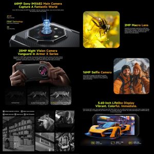 Ulefone Armor X32 Pro 5G, 8GB+256GB, Camera chụp đêm, Điện thoại chắc chắn IP68/IP69K, 5,65 inch Android 14 MediaTek Dimensity 6300 Octa Core, Mạng: 5G, NFC, OTG 23 Pin Ulefone Armor X32 Pro 10