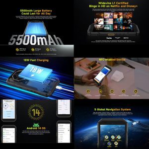 Ulefone Armor X32 Pro 5G, 8GB+256GB, Camera chụp đêm, Điện thoại chắc chắn IP68/IP69K, 5,65 inch Android 14 MediaTek Dimensity 6300 Octa Core, Mạng: 5G, NFC, OTG 24 Pin Ulefone Armor X32 Pro 9