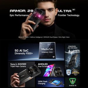 Điện thoại siêu bền Ulefone Armor 28, 16GB+1TB, Camera chụp đêm, 10600mAh, Màn hình AMOLED 6.67 inch Android 14 MediaTek Dimensity 9300+ Octa Core, Mạng: 5G, NFC 19 Ulefone Armor 28 9