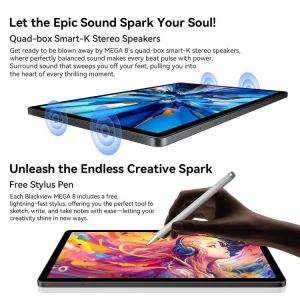 Máy tính bảng Blackview MEGA 8, 12GB+256GB, 13 inch Android 15 Unisoc Tiger T620 Octa Core, Mạng: 4G, Phiên bản toàn cầu có Google Play 28 Blackview MEGA 8 15