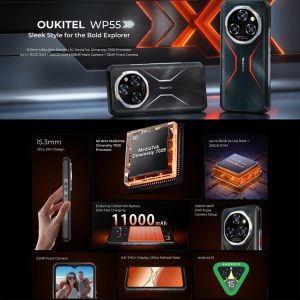 Điện thoại Oukitel WP55 Pro 5G bền bỉ, 16GB+512GB, Camera 108MP, Nhận dạng vân tay, 6,6 inch Android 15 MediaTek Dimensity 7025 Octa Core, NFC, OTG, Mạng: 5G 35 Oukitel WP55 2