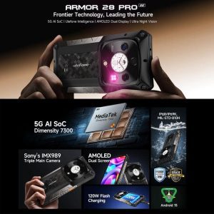 Điện thoại bền bỉ Ulefone Armor 28 Pro 5G, 16GB+512GB, Camera chụp đêm, 10600mAh, 6,67 inch + 1,04 inch Android 15 MediaTek Dimensity 7300 Octa Core, Mạng: 5G, NFC 31 Ulefone Armor 28 Pro 23