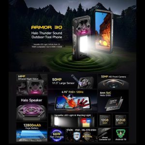 Ulefone Armor 30 4G, 12GB+512GB, Camera chụp đêm, Điện thoại chắc chắn IP68/IP69K, 6,95 inch Android 15 MediaTek Helio G100 Octa Core, NFC, OTG 28 Ulefone Armor 30 4
