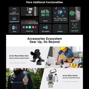 Điện thoại máy chiếu Ulefone Armor 34 Pro 5G, 16GB+512GB, Camera chụp đêm, pin 25500mAh, IP68/IP69K, 6,95 inch Android 15 MediaTek Dimensity 7300 Octa Core, NFC, OTG 40 Ulefone Armor 34 Pro 4 1