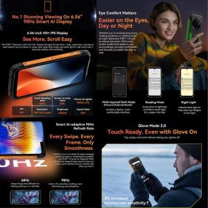 Blackview FORT 1, 10000mAh 6.56 inch Android 15 Unisoc UMS9230E T615 Octa Core, Mạng: 4G, OTG, NFC 32 Blackview FORT 1 2