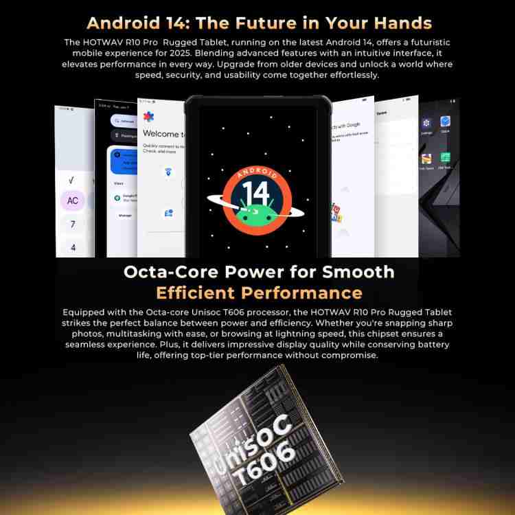 Máy tính bảng HOTWAV Tab R10 Pro IP68/IP69K siêu bền,10800mAh, 8GB+256GB, màn hình 10.1 inch, Android 14, chip Unisoc T606 Octa Core, mạng 4G, phiên bản toàn cầu có Google Play 8 Máy tính bảng HOTWAV Tab R10 Pro IP68/IP69K siêu bền,10800mAh, 8GB+256GB, màn hình 10.1 inch, Android 14, chip Unisoc T606 Octa Core, mạng 4G, phiên bản toàn cầu có Google Play - Ảnh 6