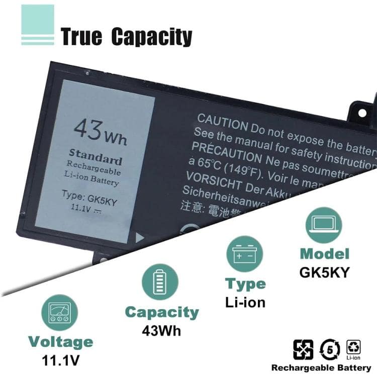 Pin Dell Inspiron 11 3000 Series 3147 3148 3153 GK5KY 11.1V 43Wh 5 Pin Dell Inspiron 11 3000 Series 3147 3148 3153 GK5KY 11.1V 43Wh - Ảnh 4