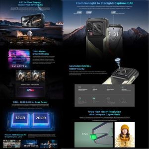 Điện thoại bộ đàm siêu bền HOTWAV Hyper 8 Ultra 5G, 12000mAh, 12GB + 512GB, 6,8 inch Android 15 MediaTek MT8791 Dimensity 7050 Octa Core, OTG, NFC 27 HOTWAV Hyper 8 Ultra 11