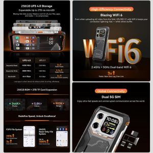 Blackview XPLORE X1 5G, 10000mAh, 12GB+256GB, 6.78 inch Android 15 Dimensity 7050 MT8791V/HZA Octa Core, OTG, NFC 31 Blackview XPLORE X1 9