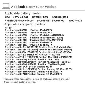 Pin HP Omen 1/2/3/4/5 PRO KI04XL 2200mAh HSTNN-LB6T, HSTNN-LB6S, HSTNN-LB6R, HSTNN-DB6T 800049-001, 800009-421, 800050-001 800010-421s 11 KI04XL 1
