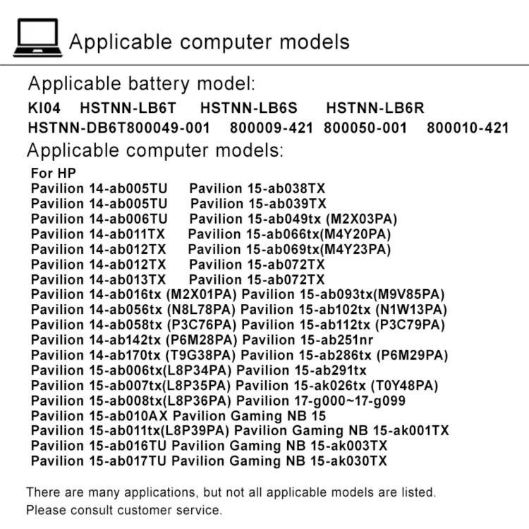 Pin HP Omen 1/2/3/4/5 PRO KI04XL 2200mAh HSTNN-LB6T, HSTNN-LB6S, HSTNN-LB6R, HSTNN-DB6T 800049-001, 800009-421, 800050-001 800010-421s 6 Pin HP Omen 1/2/3/4/5 PRO KI04XL 2200mAh HSTNN-LB6T, HSTNN-LB6S, HSTNN-LB6R, HSTNN-DB6T 800049-001, 800009-421, 800050-001 800010-421s - Ảnh 5