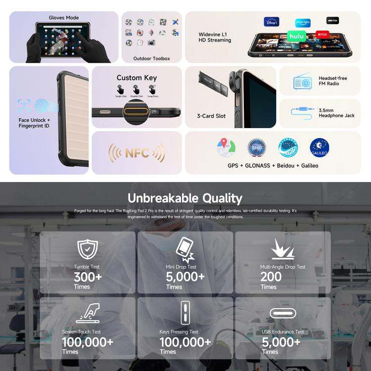 Máy tính bảng siêu bền Ulefone Rugking Pad 2 Pro, màn hình 10.1 inch, Android 16, chip xử lý Unisoc T7250 Octa Core, mạng 4G 23 Máy tính bảng siêu bền Ulefone Rugking Pad 2 Pro, màn hình 10.1 inch, Android 16, chip xử lý Unisoc T7250 Octa Core, mạng 4G - Ảnh 21