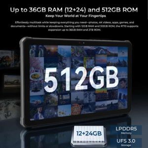 Máy tính bảng OUKITEL RT10 5G, chống nước IP68/IP69K, 12GB+512GB, màn hình 11 inch, Android 15, chip MTK Dimensity 7400X, hỗ trợ hai SIM 36 OUKITEL RT10 5G 12